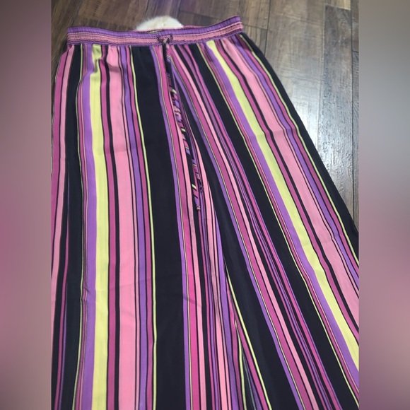 Johnny Was jade silk purple black fall striped boho Rue pant Xs wide leg $200 - Picture 3 of 7